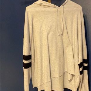 White jacket with black stripe on sleeve